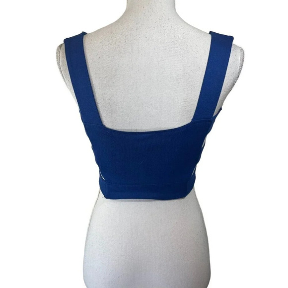 Love Republic Royal Blue Cropped Top Size Small Cutout Sides Stretch Ruched - Picture 3 of 8